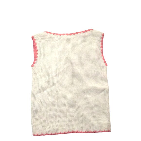 Vintage 1940s-1950s Pink White Sleeveless Knit Crewneck Sweater Top Vest - Picture 7 of 7